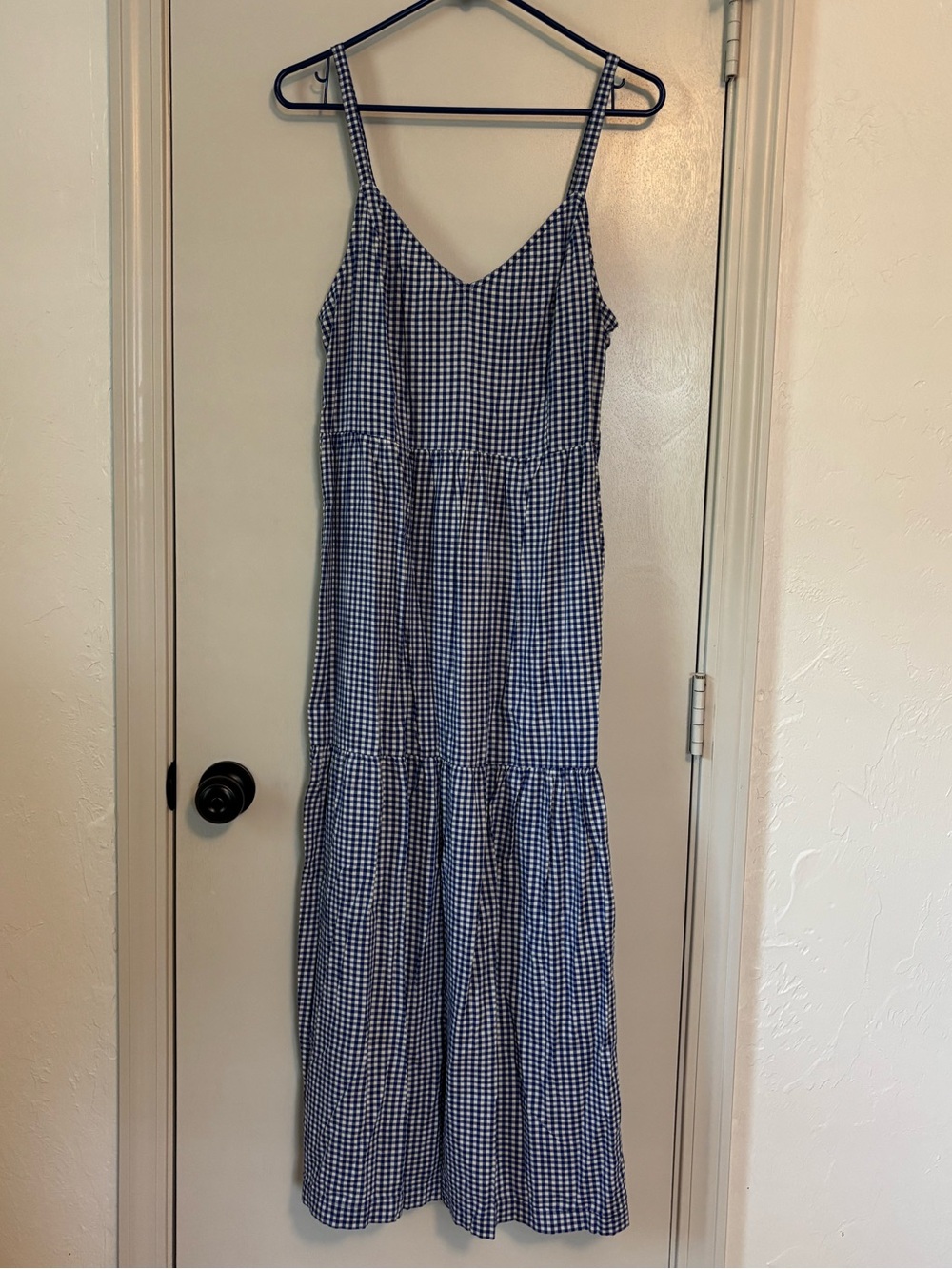Old Navy Blue and White Gingham Spaghetti Strap Maxi Dress | Size Small